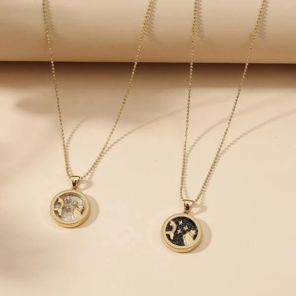 2pc Pisces Zodiac Golden Necklaces - Picture 2 of 2